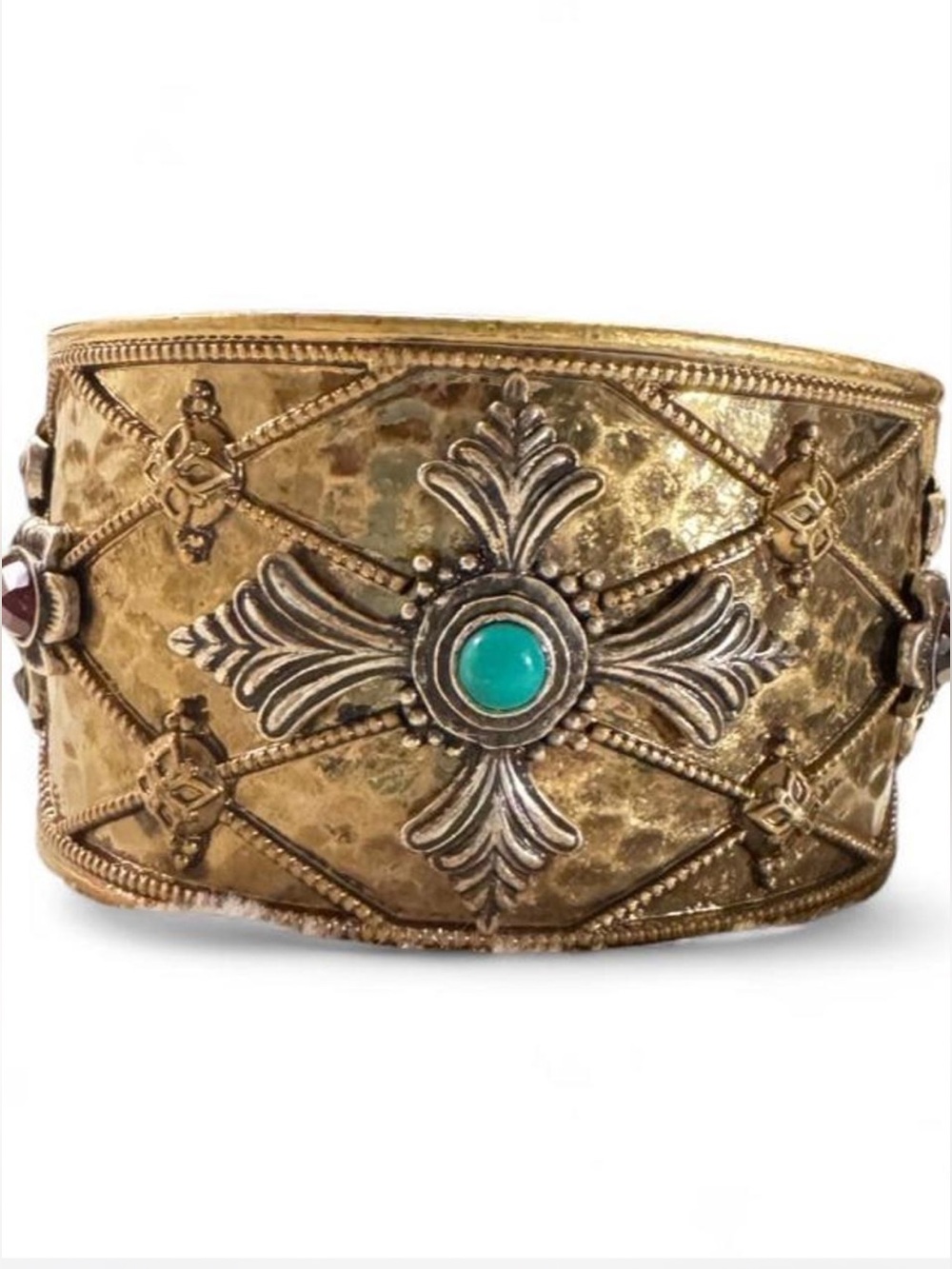 Vintage Lucky Brand Gold-Tone Cuff Bracelet with Turquoise Center
